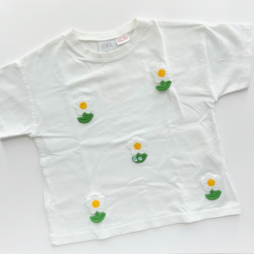 Zara Kids White Floral T-Shirt